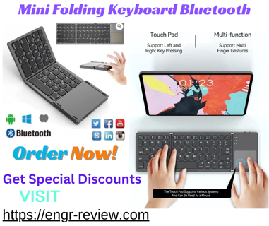 Mini Folding Keyboard Bluetooth Wireless