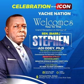 Yache Nation Cordially Invites The General Public To The Grand Reception In Honour Of Stephen Odey