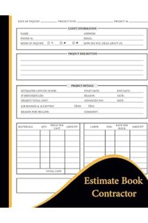 (PDF) Download Estimate Book Contractor: Log Book For Job Estimate Quote Record |record client detai