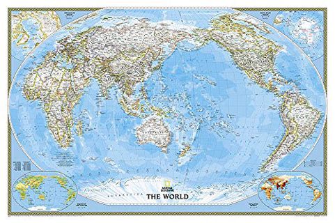 [READ] EPUB KINDLE PDF EBOOK National Geographic World, Pacific Centered Wall Map - Classic - Lamina