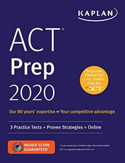 View EPUB KINDLE PDF EBOOK ACT Prep 2020: 3 Practice Tests + Proven Strategies + Online (Kaplan Test