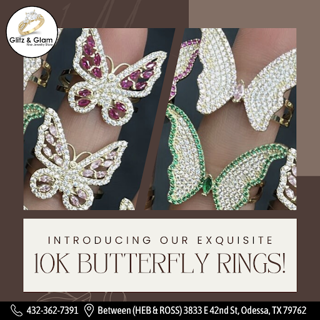 1OK BUTTERFLY RINGS. SHOP NOW FROM GLITZ AND GLAM