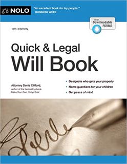 Read PDF EBOOK EPUB KINDLE Quick & Legal Will Book (The Quick & Legal Will Books) by  Denis Clifford