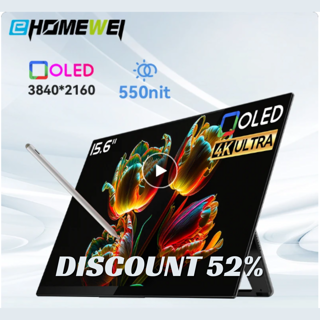 EHOMEWEI Portable Monitor RO5 OLED 15.6" 4K 60HZ 100%DCI-P3 Stylus Touch Monitors For Laptop PC PS5