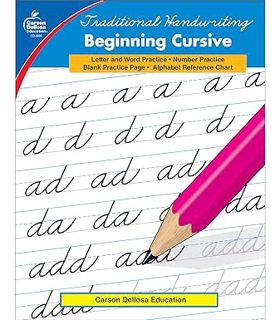 [Read] Online Carson Dellosa Beginning Cursive Handwriting Workbook for Kids Ages 7+, Letters, Numb