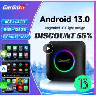 Carlinkit Ai Box Android 13 Led Wireless Android Auto & CarPlay Smart Tv Box QCM6225