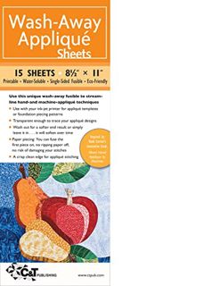 View [PDF EBOOK EPUB KINDLE] Wash-Away Applique Sheets: Printable; Water Soluble; Single Sided; Fusi