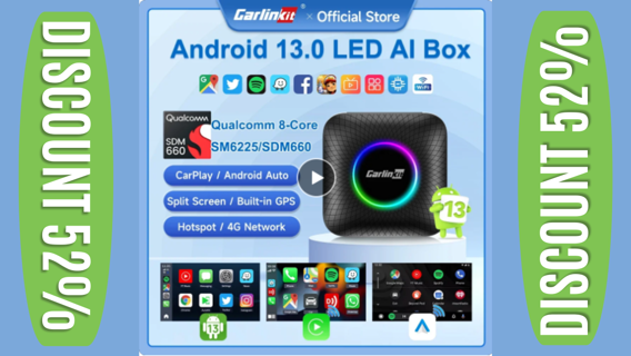 CarlinKit CarPlay Ai TV Box Android 13 SDM660 Wireless CarPlay Android Auto 4G LTE Smart Car Play