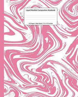 Get KINDLE PDF EBOOK EPUB Liquid Marbled Composition Notebook: Hot Pink Liquid Marble Wide Ruled Pap