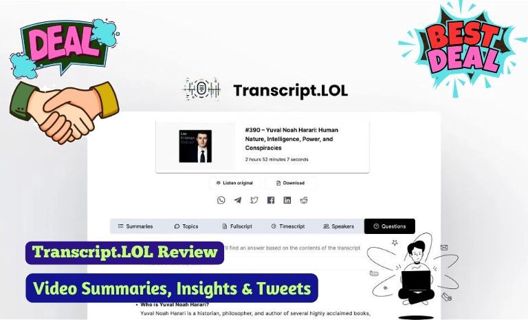 🎯 🚀 Transcript.LOL Review | Summaries & Insights | Lifetime Deal🚀⭐