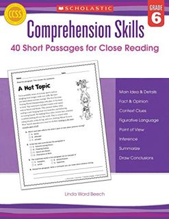 [ACCESS] EBOOK EPUB KINDLE PDF Comprehension Skills: Short Passages for Close Reading: Grade 6 by  L