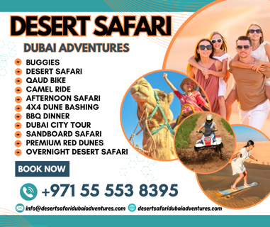 Dubai City Tour - BBQ Dinner With Desert Safari Dubai Adventures / +971 55 553 8395