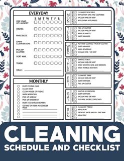 Get EPUB KINDLE PDF EBOOK Cleaning Schedule and Checklist: Daily Weekly and Monthly Cleaning Schedul