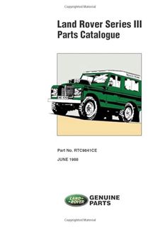 [VIEW] EPUB KINDLE PDF EBOOK Land Rover Series III Parts Catalogue: RTC 9841CE by  Rover Jaguar Land