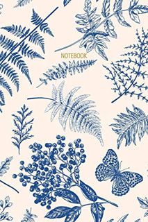 ACCESS EBOOK EPUB KINDLE PDF Notebook: Vintage Fern, Butterfly & Floral Pattern | Blue & Cream | Rec