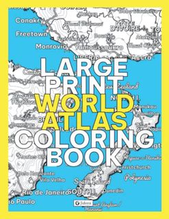 Get PDF EBOOK EPUB KINDLE Jidoya Large Print World Atlas Coloring Book by  Steven Kim 💕