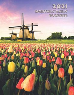 [ACCESS] KINDLE PDF EBOOK EPUB 2021 Monthly Daily Planner: 12 Months Planner Calendar With Windmill