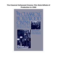 Ebook (download) The Classical Hollywood Cinema: Film Style & Mode of Production to 1960