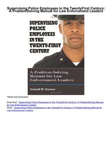 ⚡download Supervising Police Employees in the TwentyFirst Century: A ProblemSolving