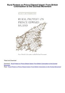 ❤pdf Rural Protest on Prince Edward Island: From British Colonization to the