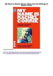 download⚡️❤️ My Name Is Rachel Corrie: Taken from the Writings of Rachel Corrie