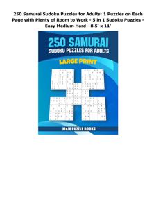 Kindle (online PDF) 250 Samurai Sudoku Puzzles for Adults: 1 Puzzles on Each Page with Plenty of Roo