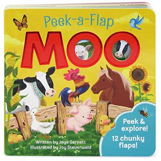Access [PDF EBOOK EPUB KINDLE] Moo: Peek-a-Flap Children's Board Book by  Jaye Garnett,Cottage Door