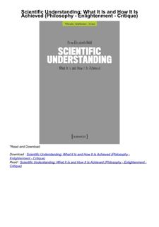 ❤️[READ]✔️ Scientific Understanding: What It Is and How It Is Achieved (Philosophy -
