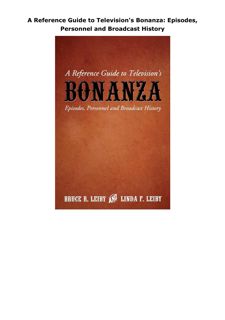 Ebook (download) A Reference Guide to Television's Bonanza: Episodes, Personnel and Broadcast Histor