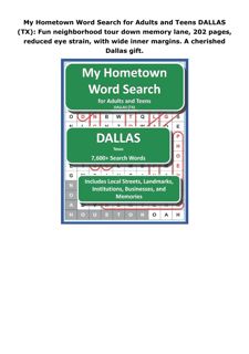 PDF Download My Hometown Word Search for Adults and Teens DALLAS (TX): Fun neighborhood tour down me