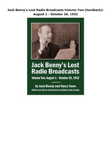 Download (PDF) Jack Benny's Lost Radio Broadcasts Volume Two (hardback): August 1 - October 26, 1932