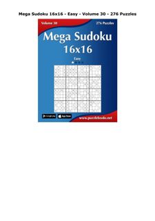 Kindle (online PDF) Mega Sudoku 16x16 - Easy - Volume 30 - 276 Puzzles