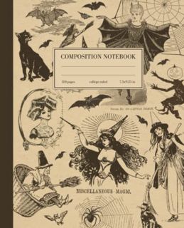 VIEW KINDLE PDF EBOOK EPUB Composition Notebook College Ruled: Vintage Witch Illustration | Hallowee