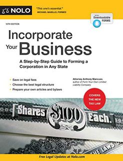 [READ] EPUB KINDLE PDF EBOOK Incorporate Your Business: A Step-by-Step Guide to Forming a Corporatio