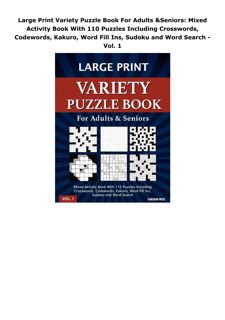 Pdf (read online) Large Print Variety Puzzle Book For Adults & Seniors: Mixed Activity Book With 110