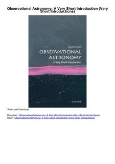 [DOWNLOAD]⚡️PDF✔️ Observational Astronomy: A Very Short Introduction (Very Short Introductions)