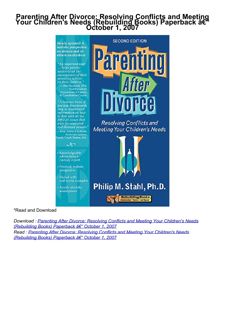 [DOWNLOAD]⚡️PDF✔️ Parenting After Divorce: Resolving Conflicts and Meeting Your Children's Needs