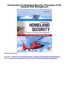 Download⚡️PDF❤️ Introduction to Homeland Security: Principles of All-Hazards Risk Management