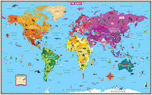 Access EPUB KINDLE PDF EBOOK Rand McNally Kids' Illustrated World Wall Map - Folded by  Rand McNally