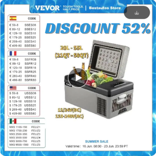 VEVOR 20L 22L 35L 45L 55L Car Refrigerator Mini Fridge Freezer Portable Compressor Cooler 12/24V DC