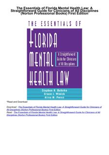 pdf✔download The Essentials of Florida Mental Health Law: A Straightforward Guide for Clinicians
