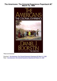 Download⚡️ The Americans: The Colonial Experience     Paperback â€“ March 12, 1964