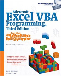 GET KINDLE PDF EBOOK EPUB Microsoft Excel VBA Programming for the Absolute Beginner by  Duane Birnba
