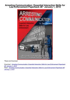 ❤️(download)⚡️ Arresting Communication: Essential Interaction Skills for Law Enforcement     Pap