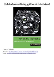 [DOWNLOAD]⚡️PDF✔️ On Being Included: Racism and Diversity in Institutional Life