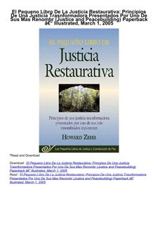 Download⚡️(PDF)❤️ El Pequeno Libro De La Justicia Restaurativa: Principios De Una Justicia Trasn
