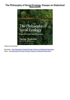❤️[READ]✔️ The Philosophy of Social Ecology: Essays on Dialectical Naturalism