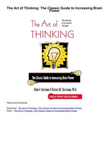 ❤pdf The Art of Thinking: The Classic Guide to Increasing Brain Power