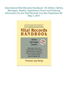 {EBOOK} ⚡DOWNLOAD⚡  International Vital Records Handbook. 7th Edition: Births, Marriages, Death