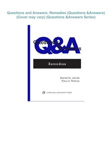 {EPUB} ⚡DOWNLOAD⚡  Questions and Answers: Remedies (Questions & Answers) (Cover may vary) (Ques